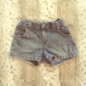 Distressed denim shorts